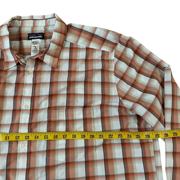 Patagonia Men's Size XXL Plaid Button-Up Shirt Long Sleeve Orange/White Check - Picture 3 of 5